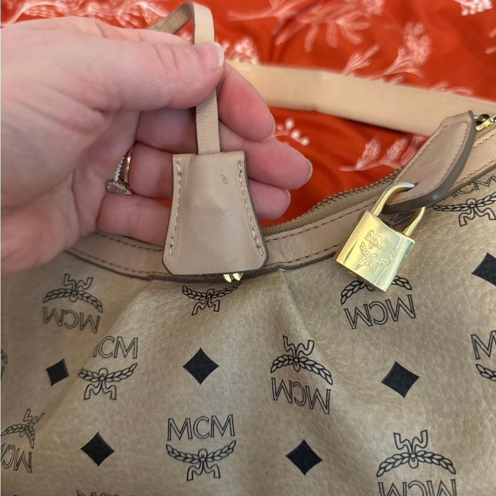 Authentic MCM Tan Monogram Shoulder Bag - Picture 6 of 10